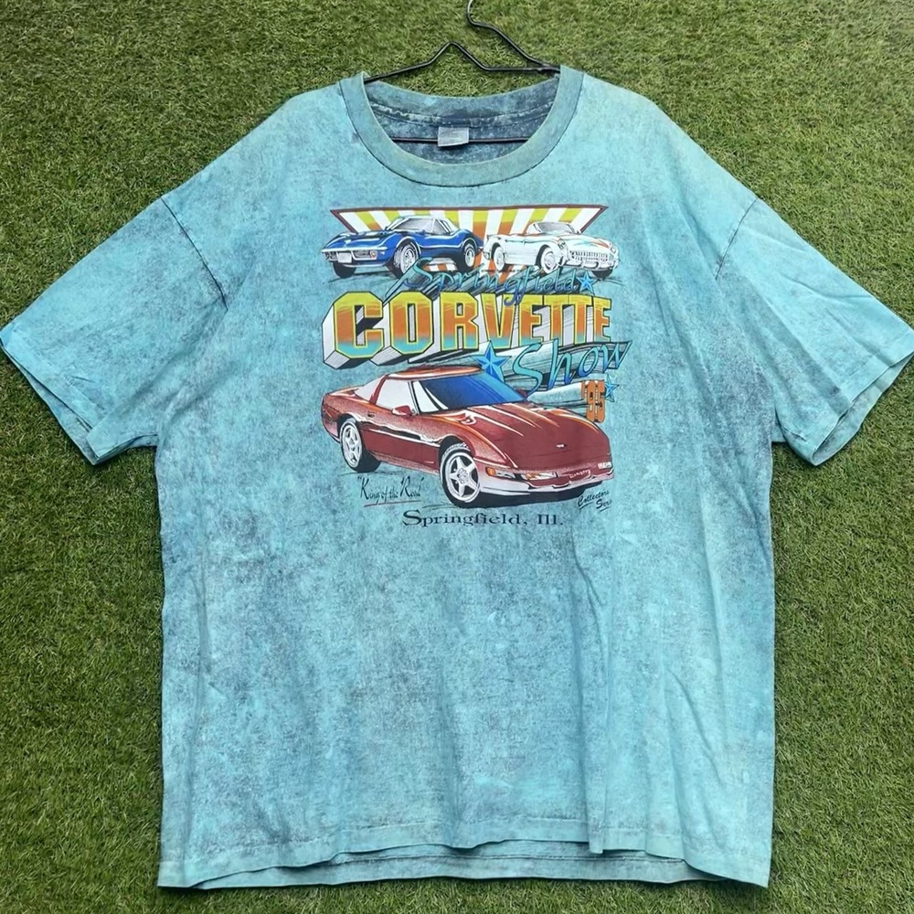 Vintage Springfield Corvette Show Shirt Mens 2XL USA Single Stitch T5 1996 Blue